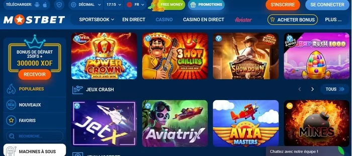 Jeux de casino Mostbet en Côte d'Ivoire